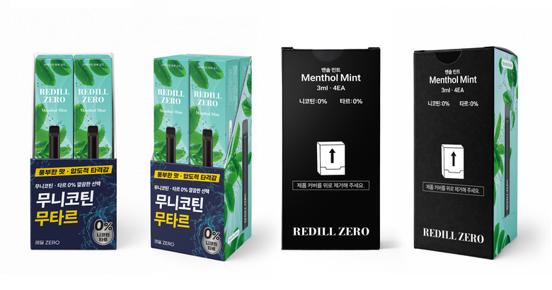 니코틴이 들어 있지 않은 스틱형 제품 멘솔민트 패키지