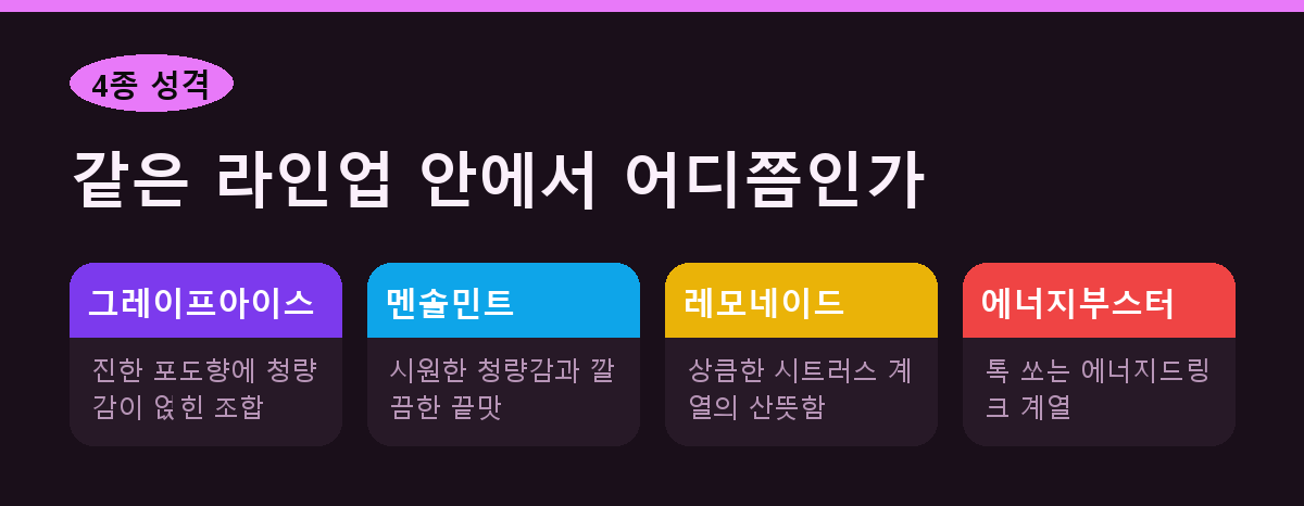 4종 성격 같은 라인업 안에서 어디쯤인가